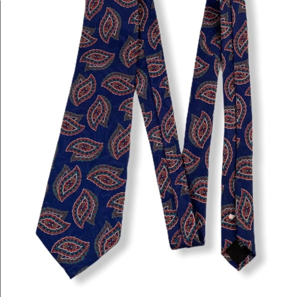 London Fog‎ Mens Blue Red Paisley Tie made in USA